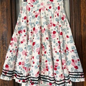 Chic Floral Midi Skirt - White, Red, Blue